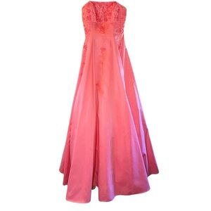 Elegant Coral Pink Strapless Gown